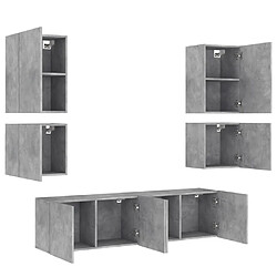 Avis vidaXL Unités murales TV 6 pcs gris béton bois d'ingénierie