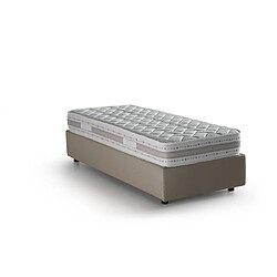 Autrement Talamo Italia Silvia lit simple avec conteneur, Made in Italy, en tissu amovible, 80x200 cm, avec ouverture frontale, Taupe, avec matelas inclus.