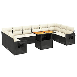 Maison Chic Salon de jardin 11 pcs avec coussins, Ensemble Tables et chaises d'extérieur noir résine tressée -GKD786304