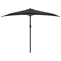 Helloshop26 Parasol de balcon avec mât en aluminium 300 x 150 x 253cm demi noir 02_0008303