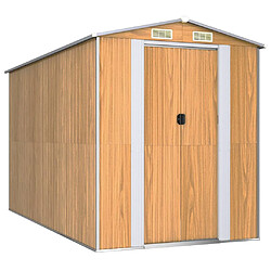 Helloshop26 Abri de jardin cabane cabanon maison de stockage remise extérieur hangar outils robuste clair 192 x 357 x 223 cm acier galvanisé marron 02_0022304