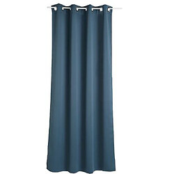 Pegane Lot de 2 rideaux occultants en polyester coloris bleu orage - Dim : L.135 x H.240 cm