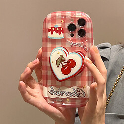 GUPBOO Étui pour iPhone13ProMax Plaid Cherry Love Cake Girl Support de coque de téléphone