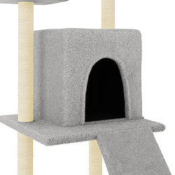 Acheter Helloshop26 Arbre à chat meuble tour grimper jouet grattage grattoir escalade plateforme avec griffoirs en sisal clair 110 cm gris 02_0022548