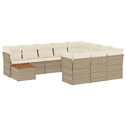 Maison Chic Salon de jardin 11 pcs avec coussins | Ensemble de Table et chaises | Mobilier d'Extérieur beige résine tressée -GKD73231