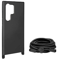 Avizar Coque Cordon Semi-Rigide pour Samsung Galaxy S24 Ultra Noir