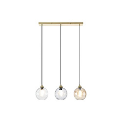 Avis Vente-Unique Lustre en métal et verre fumé - 3 globes - L. 80 x H. 120 x P. 20 cm - Doré - SUSANNE