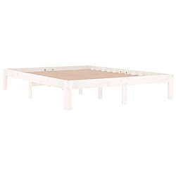 Avis Maison Chic Lit adulte - Lit simple Cadre de lit,Structure du lit Contemporain Blanc Bois de pin massif 140x190 cm -MN40585