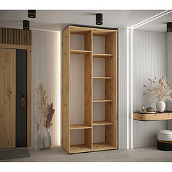 Avis Abiks Meble Armoire à portes coulissantes Davos 3 235.2 x 120 x 45 2 portes coulissante (Chêne artisan/Noir/Argent)