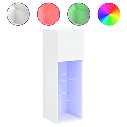 Maison Chic Meuble TV avec lumières LED, Banc TV pour salon, Meuble de rangement blanc 30,5x30x90 cm -GKD44522