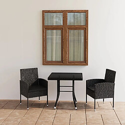 Salle à dîner de jardin 3 pcs,Table et chaise à manger Résine tressée Noir -MN45794