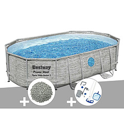 Kit piscine tubulaire ovale Bestway Power Steel SwimVista avec hublots 4,88 x 3,05 x 1,07 m + 10 kg de zéolite + Kit d'entretien Deluxe