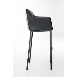 Avis Decoshop26 Tabouret de bar chaise haute de comptoir couture carrées assise en PVC noir 4 pieds stables en métal noir 10_0004684