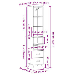 Acheter vidaXL Buffet haut Chêne fumé 34,5x34x180 cm Bois d'ingénierie