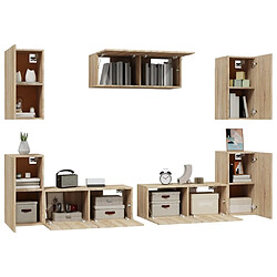 Acheter Maison Chic Ensemble de meubles TV 7 pcs | Banc TV Moderne pour salon | Meuble de Rangement - Chêne sonoma Bois d'ingénierie -MN40220