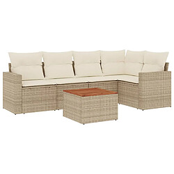 vidaXL Salon de jardin avec coussins 6 pcs beige résine tressée