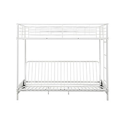 Avis Vente-Unique Lit mezzanine 90 x 190 cm - Avec banquette convertible - Métal - Blanc - MODULO V