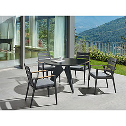 Beliani Table de jardin Verre Noir OLMETTO