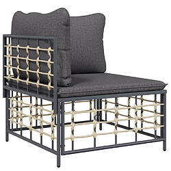 Acheter Maison Chic Salon de jardin 6 pcs + coussins - Mobilier/Meubles de jardin - Table et chaises d'extérieur anthracite résine tressée -MN69287