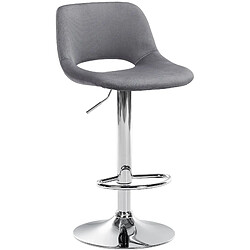 Decoshop26 Tabouret de bar chaise haute x1 avec repose-pieds en velours gris foncé piètement métallique chromé 10_0004595