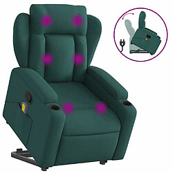 vidaXL Fauteuil inclinable de massage Vert foncé Tissu