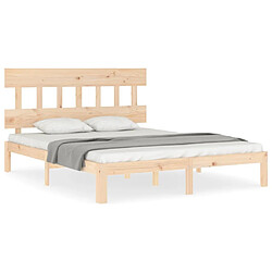 Maison Chic Cadre/structure de lit avec tête de lit pour adulte - Lit Moderne Chambre King Size bois massif -MN24061