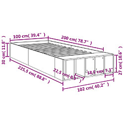 Vidaxl Cadre de lit blanc 100x200 cm bois d'ingénierie pas cher