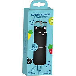 YELLO KOKO Powerbank USB A+C 4800mAh FastCharge + Porte clés intégré Chat Noir