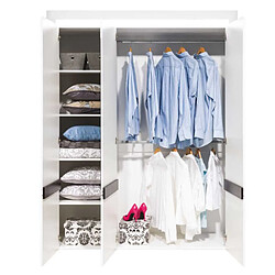 Dansmamaison Armoire 3 portes battantes Blanc Brillant à LED - KIELE