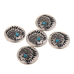 Acheter 30mm Fashion Metal Faux Turquoise Bouton Shank Button À La Main -5PCS Bleu