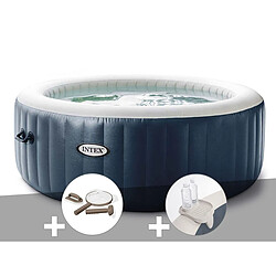 Kit spa gonflable Intex PureSpa Blue Navy rond Bulles 6 places + Kit d'entretien + Porte/verre