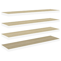 vidaXL Étagères flottantes 4 pcs chêne et blanc 120x23,5x3,8 cm MDF