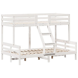 Vidaxl Lit superposé 90x200/120x200 cm blanc bois de pin massif 