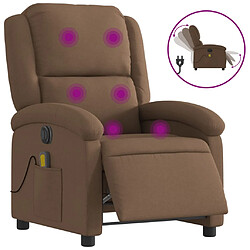 vidaXL Fauteuil inclinable de massage électrique marron tissu