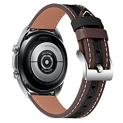 Bracelet en cuir véritable 20mm, réglable, marron noir pour votre Samsung Galaxy Watch3 41mm/Watch 42mm