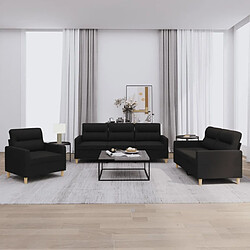 Maison Chic Ensemble de canapés 3 pcs avec coussins, Canapé droit Sofa pour Salon Noir Tissu -GKD127170