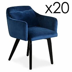 Paris Prix Lot de 20 Fauteuils en Velours Scanda 70cm Bleu