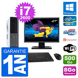 PC Dell 990 DT Ecran 27" Intel i7-2600 RAM 8Go Disque Dur 500Go Windows 10 Wifi - Occasion