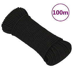 vidaXL Corde de travail Noir 3 mm 100 m Polyester