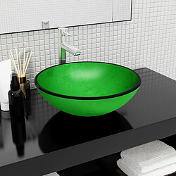 vidaXL Lavabo Verre trempé 42x14 cm vert