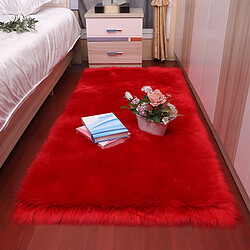 LUUCOZK Tapis moelleux en fausse fourrure, tapis à poils longs pour chambre à coucher, salon, rouge-120x120cm carré 