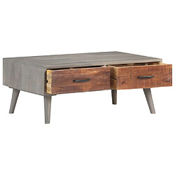 vidaXL Table basse Gris 100x60x40 cm Bois massif de manguier brut