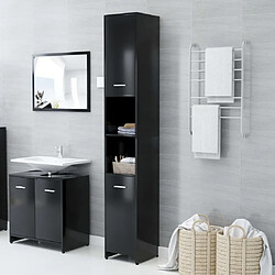 Maison Chic Armoire de salle de bain,Meuble de rangement,Meuble haut Noir 30x30x183,5 cm Aggloméré -GKD107234