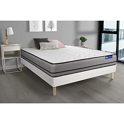 ACTISOM Ensemble matelas ACTIMEMO 140x200cm 2 faces à MÉMOIRE DE FORME 3zones de confort + sommier KIT blanc