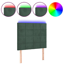 Maison Chic Tête de lit moderne à LED lumineuse pour chambre - Décoration de lit Vert foncé 100x5x118/128 cm Velours -MN86912