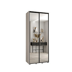 Abiks Meble Armoire à portes coulissantes Davos 2 H235.2 x L100 x P45 2 portes coulissante (Blanc/Blanc/Noir)