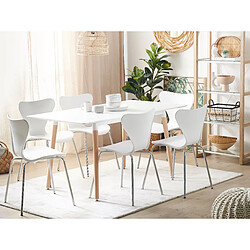 Beliani Table à manger extensible 120/150 x 80 cm blanche effet bois clair MIRABEL