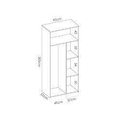 Acheter Vente-Unique Armoire SONIA - 2 portes - L90cm - Coloris : Chêne et blanc