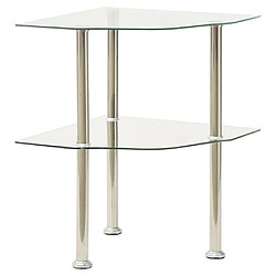 Maison Chic Table d'appoint | Table Basse 2 niveaux Transparent 38x38x50 cm Verre trempé -GKD71092