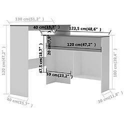 vidaXL Table de bar avec 2 dessus de table Blanc et gris 130x40x120 cm pas cher